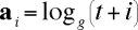 a_i = log_g (t+i)